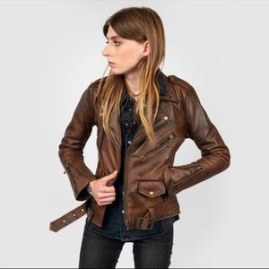 Straight to Hell Commando Washed Brown Leather Jacket